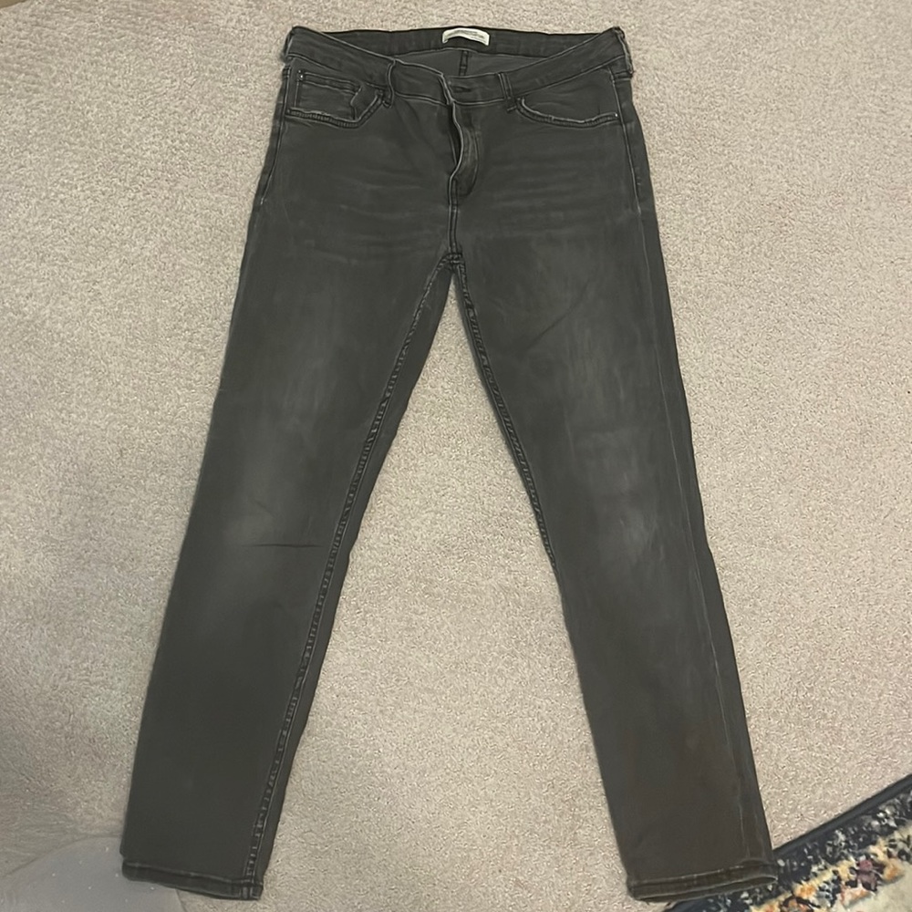 Zara Woman Premium Denim Collection High Rise Skinny Jeans Grey